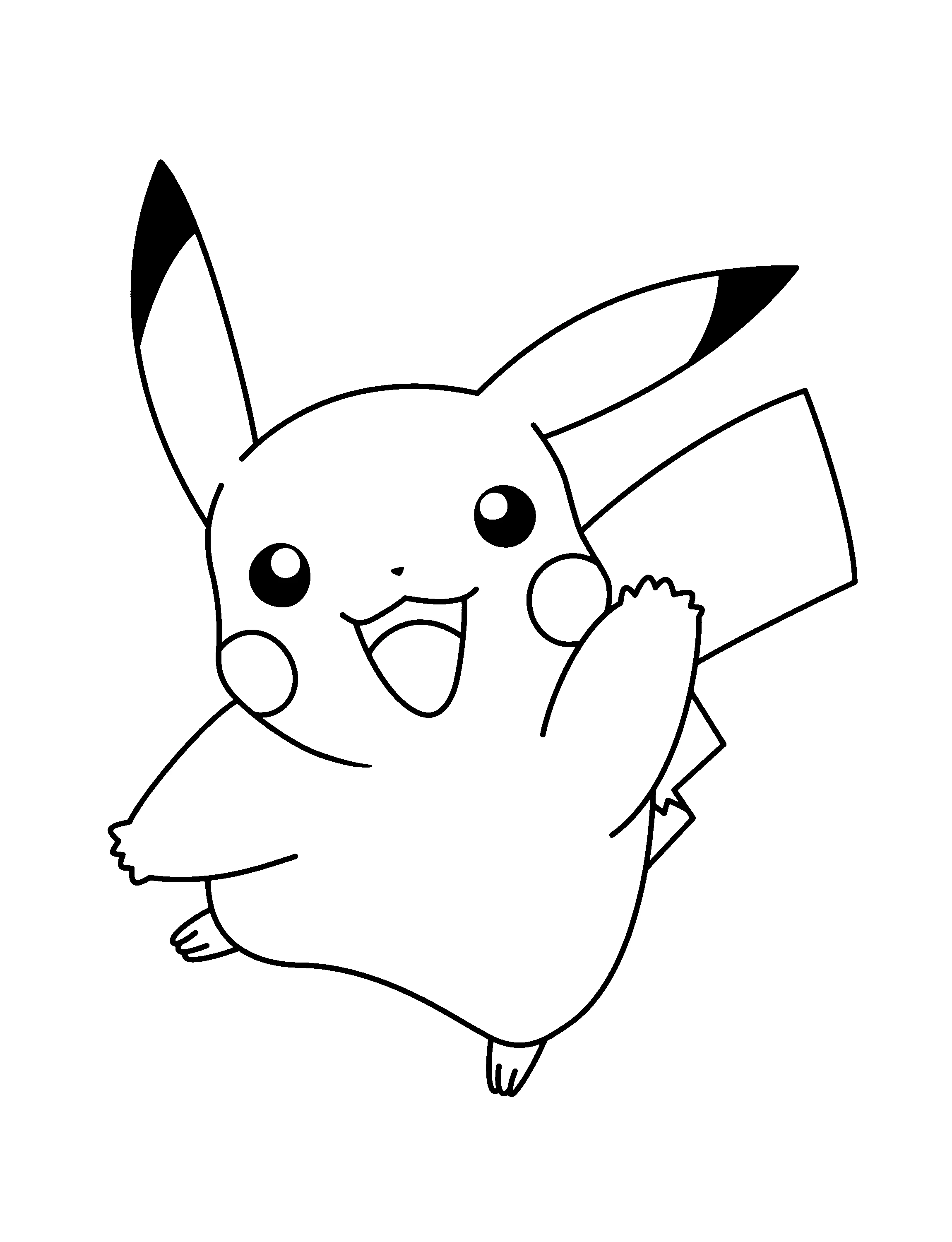 Pikachu waving happily coloring page