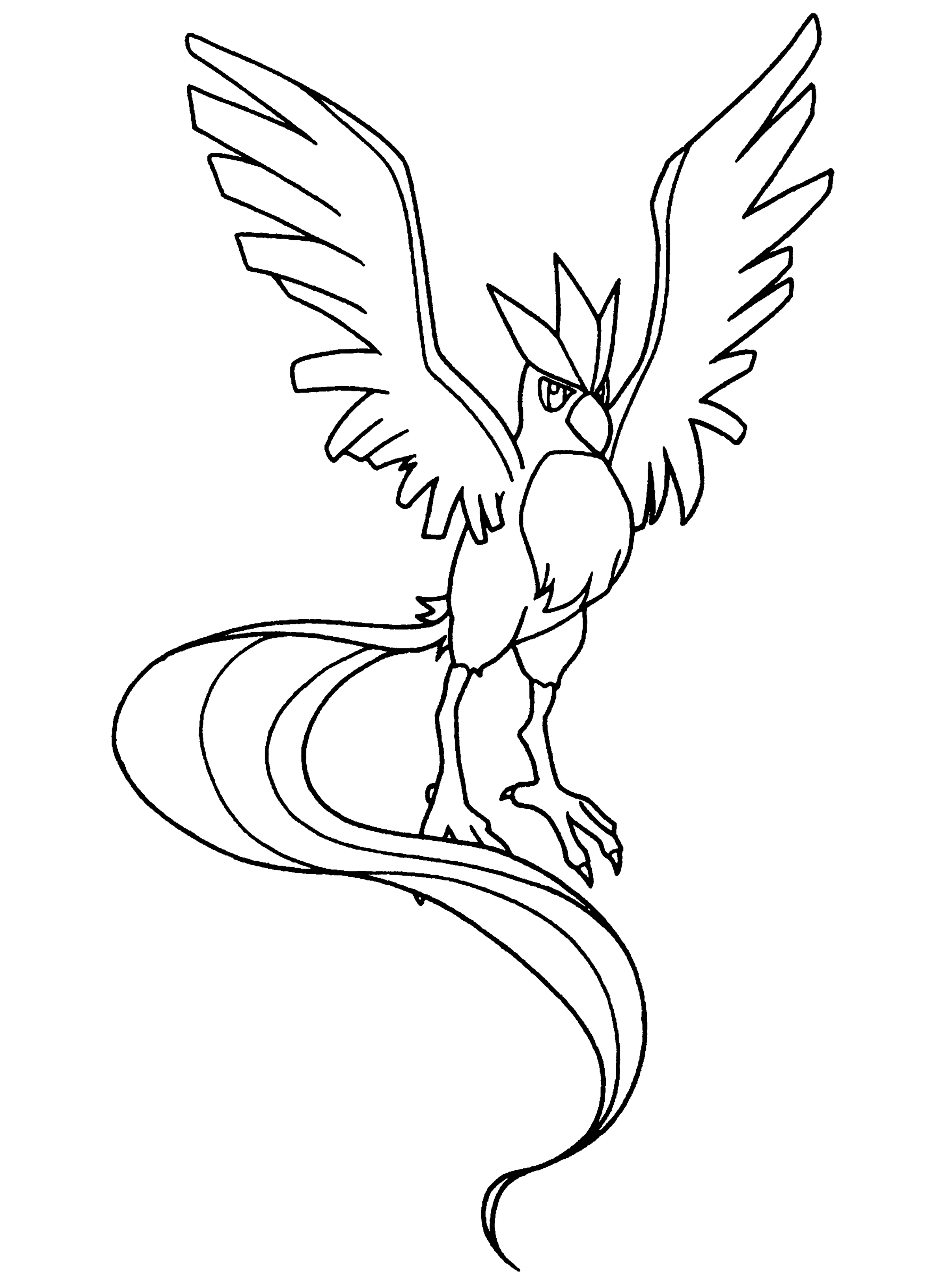 Articuno spreading its wings coloring page