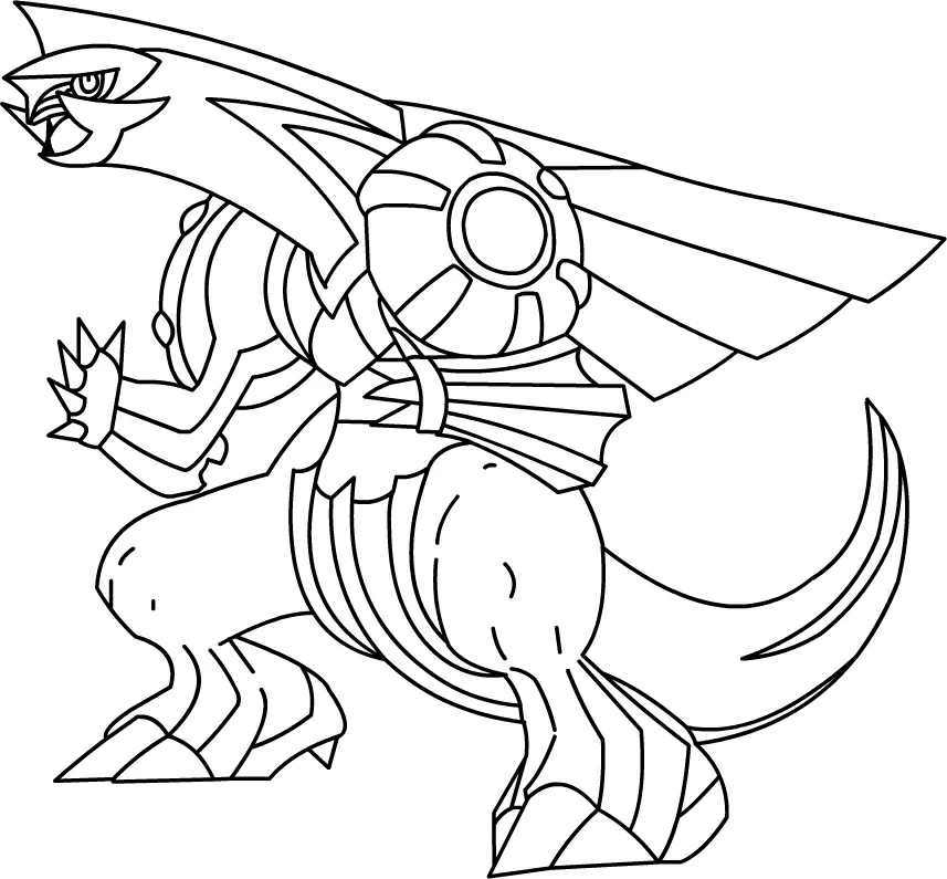 Palkia standing with wings spread coloring page Palkia standing with wings spread coloring page
