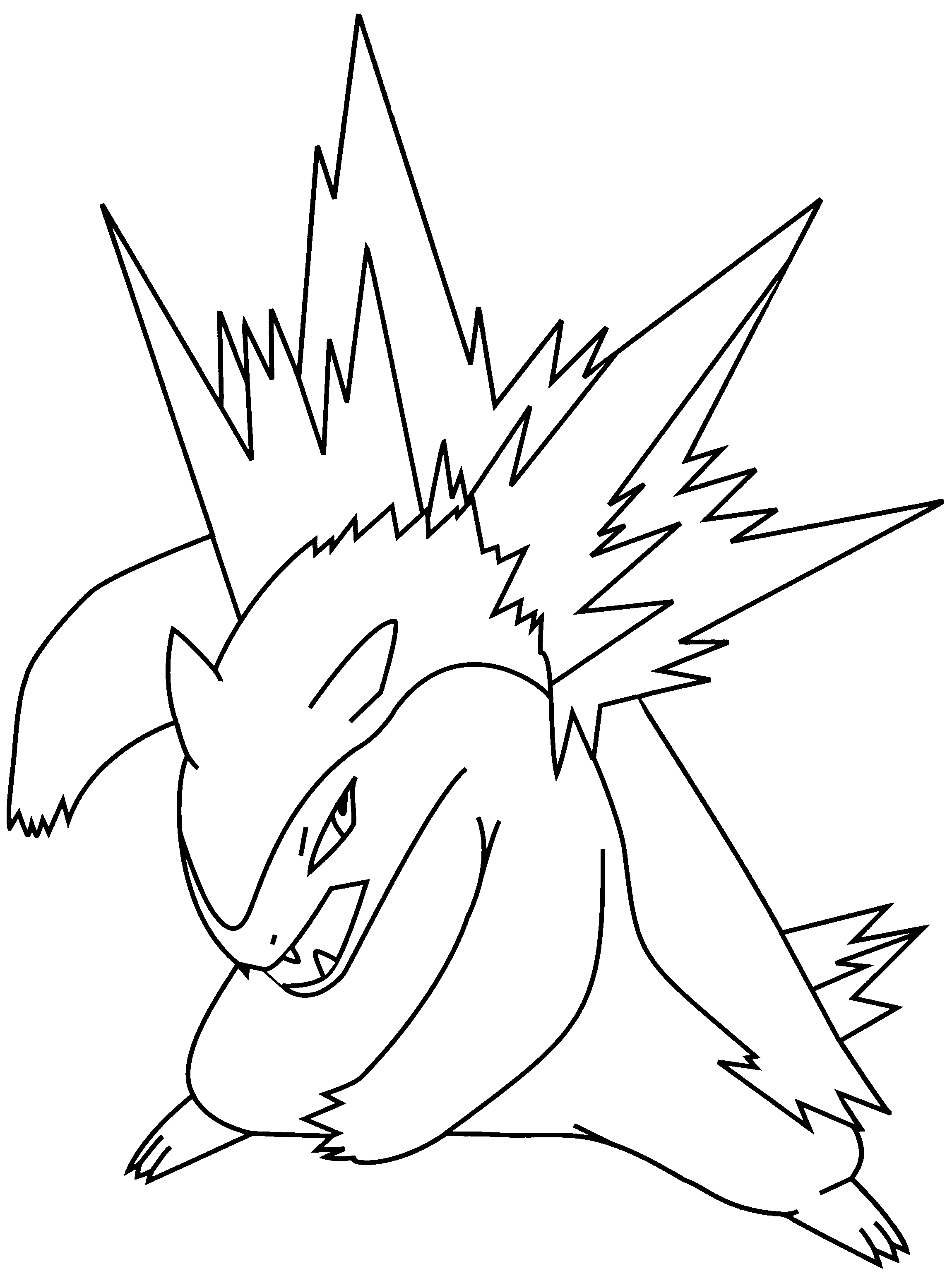 Typhlosion in a fierce battle stance coloring page