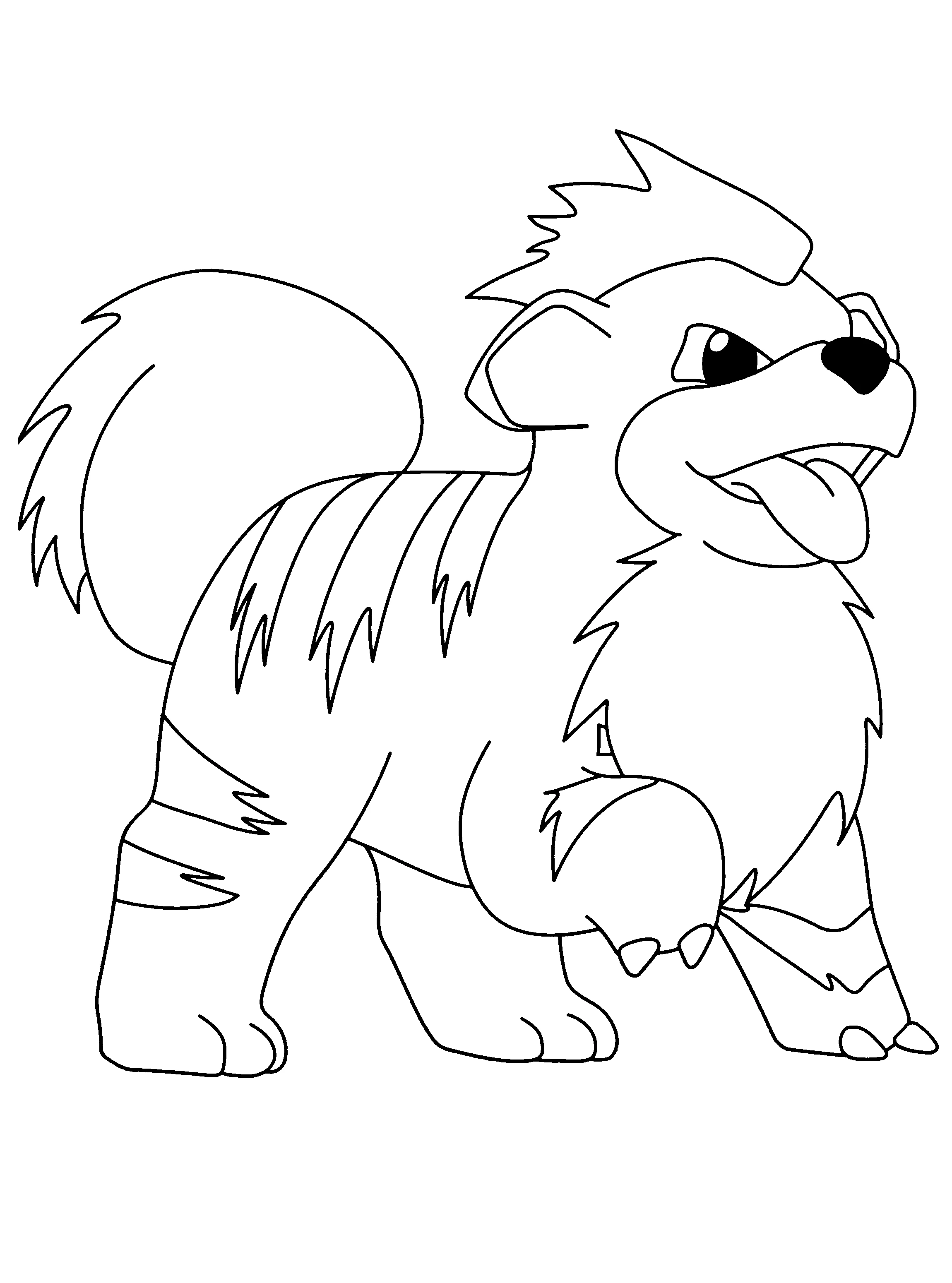 Growlithe standing with fierce expression coloring page