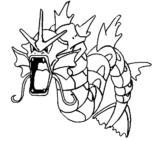 Gyarados roaring fiercely coloring page