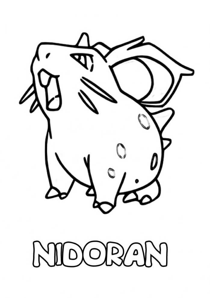 Nidoran standing with mouth open coloring page