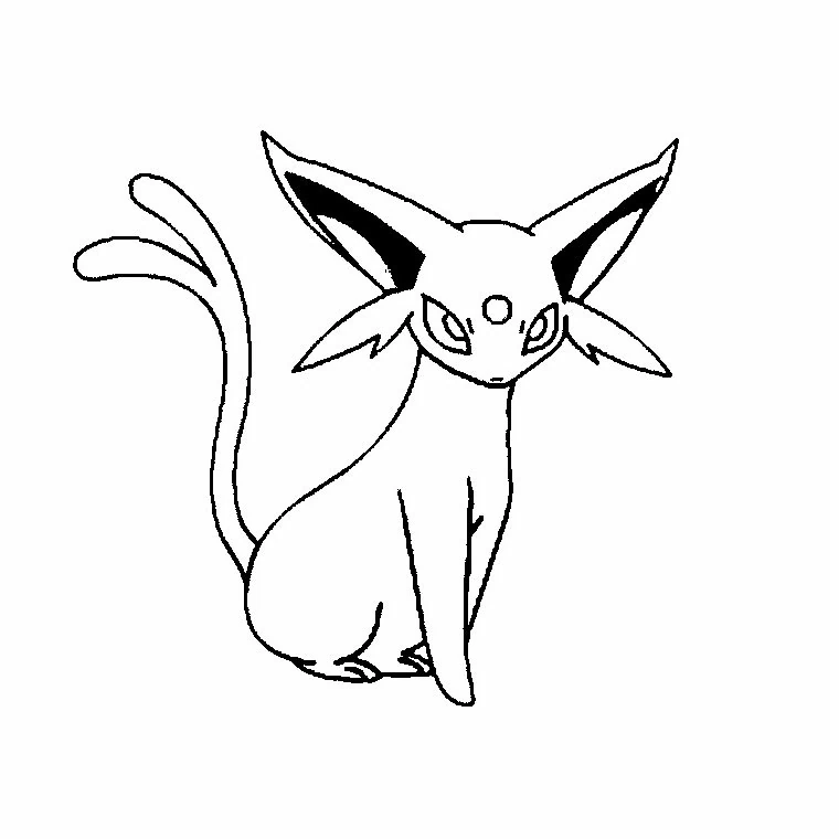 Espeon sitting calmly coloring page