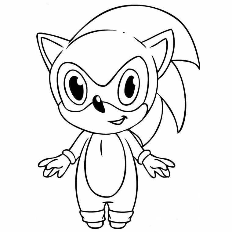 Baby Sonic standing with a smile coloring page