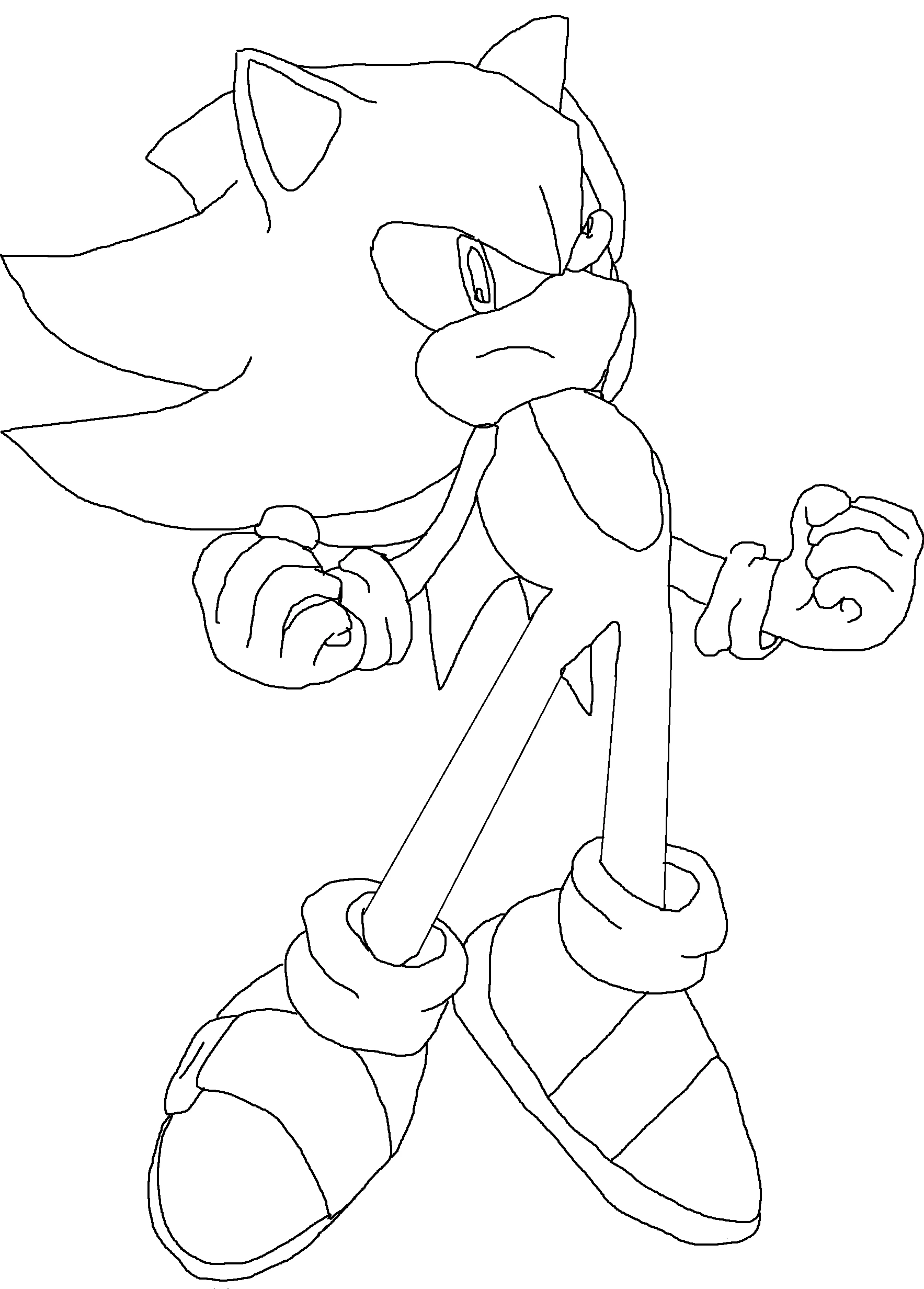 Super Sonic in a fighting stance coloring page