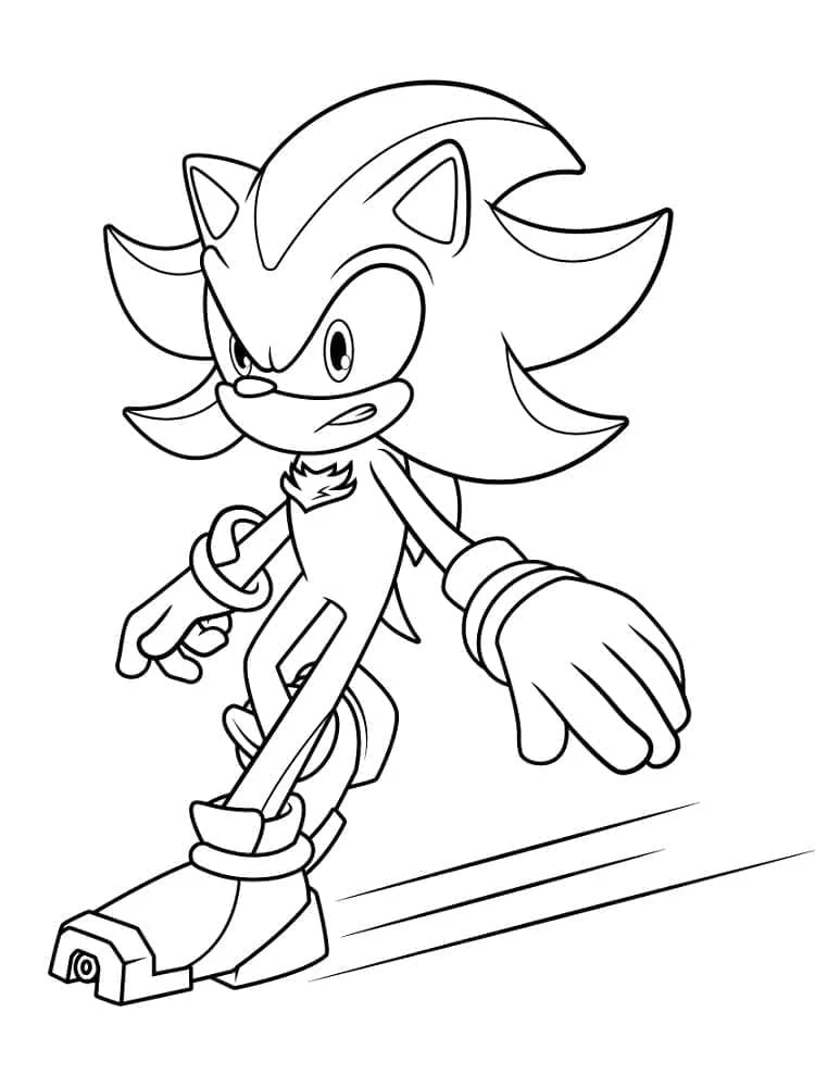 Shadow the Hedgehog running forward coloring page