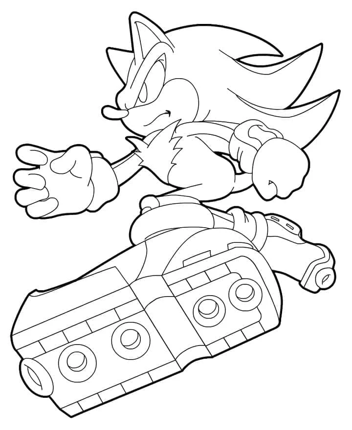 Shadow riding a hover machine coloring page