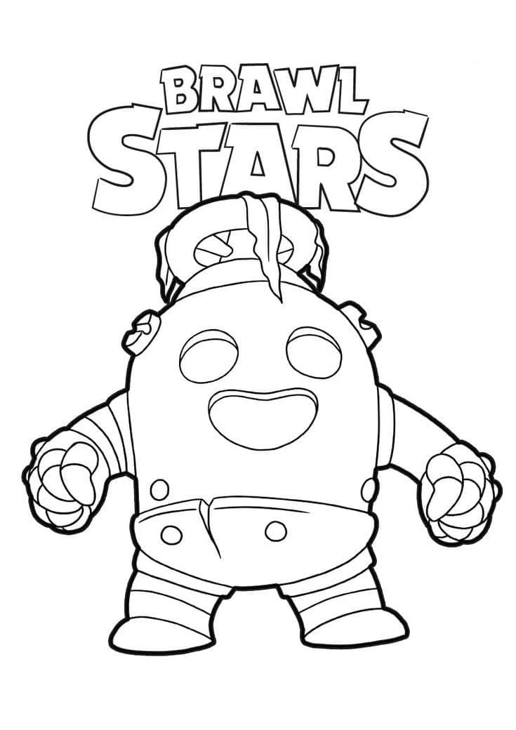 Spike Brawl Stars standing with fists raised coloring page