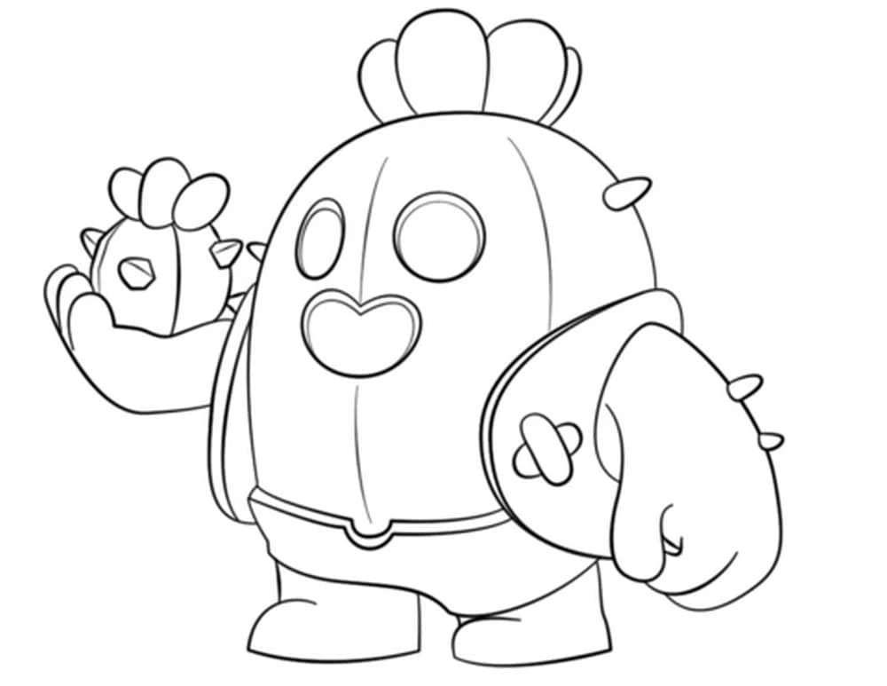 Spike holding a small cactus friend coloring page
