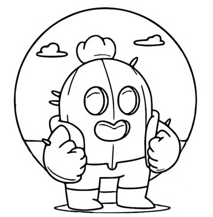 Spike from Brawl Stars giving thumbs up coloring page