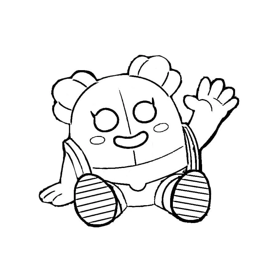 Spike Brawl Stars waving happily coloring page