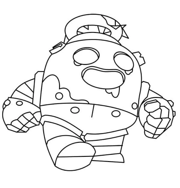 Spike Brawl Stars with a bandaged fist coloring page