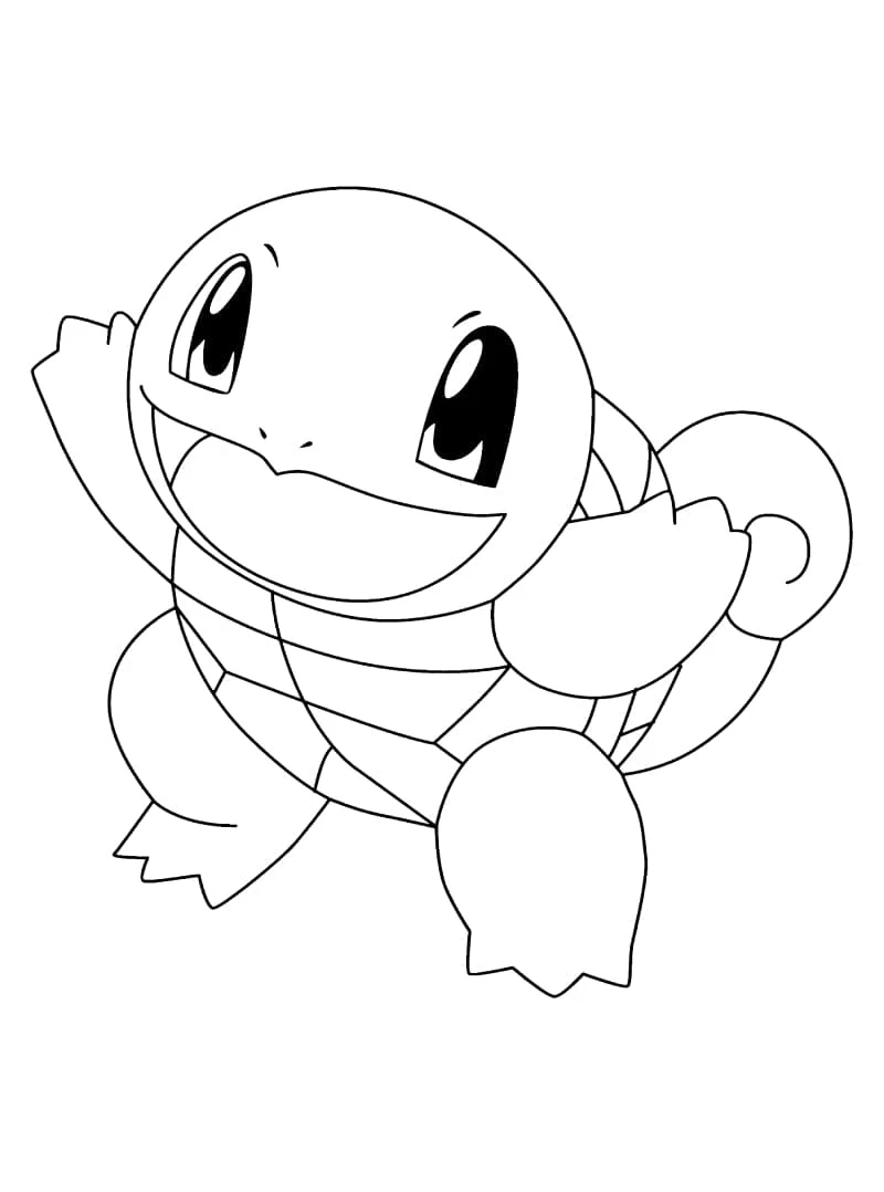 Squirtle waving happily coloring page