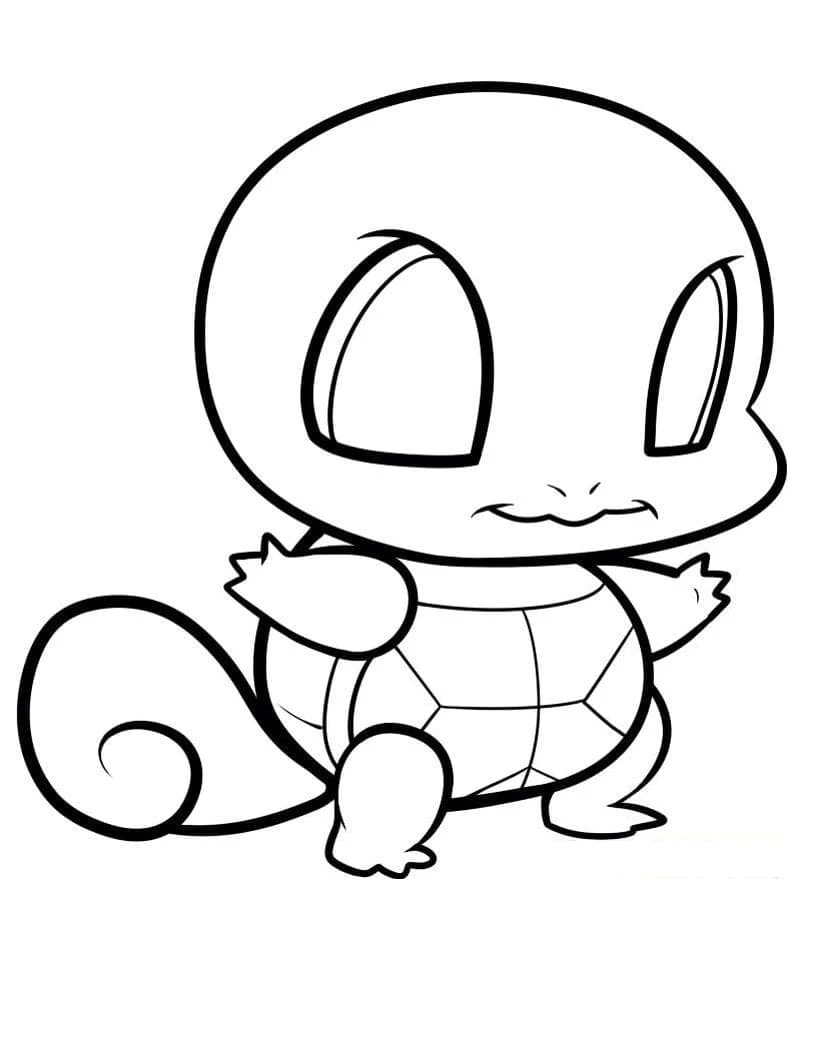 Squirtle in chibi style coloring page