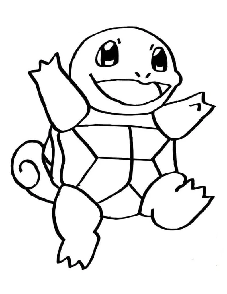 Squirtle waving happily coloring page