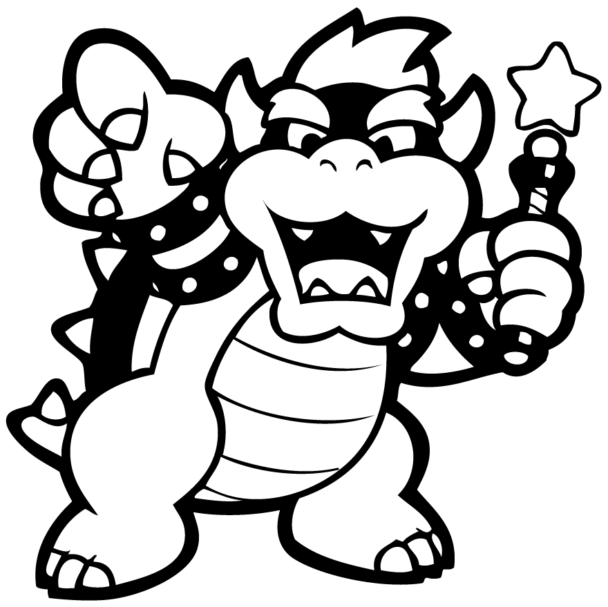 Bowser holding a magic wand coloring page