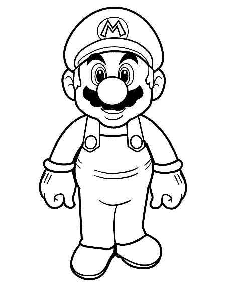 Mario standing with a big smile coloring page Mario standing with a big smile coloring page