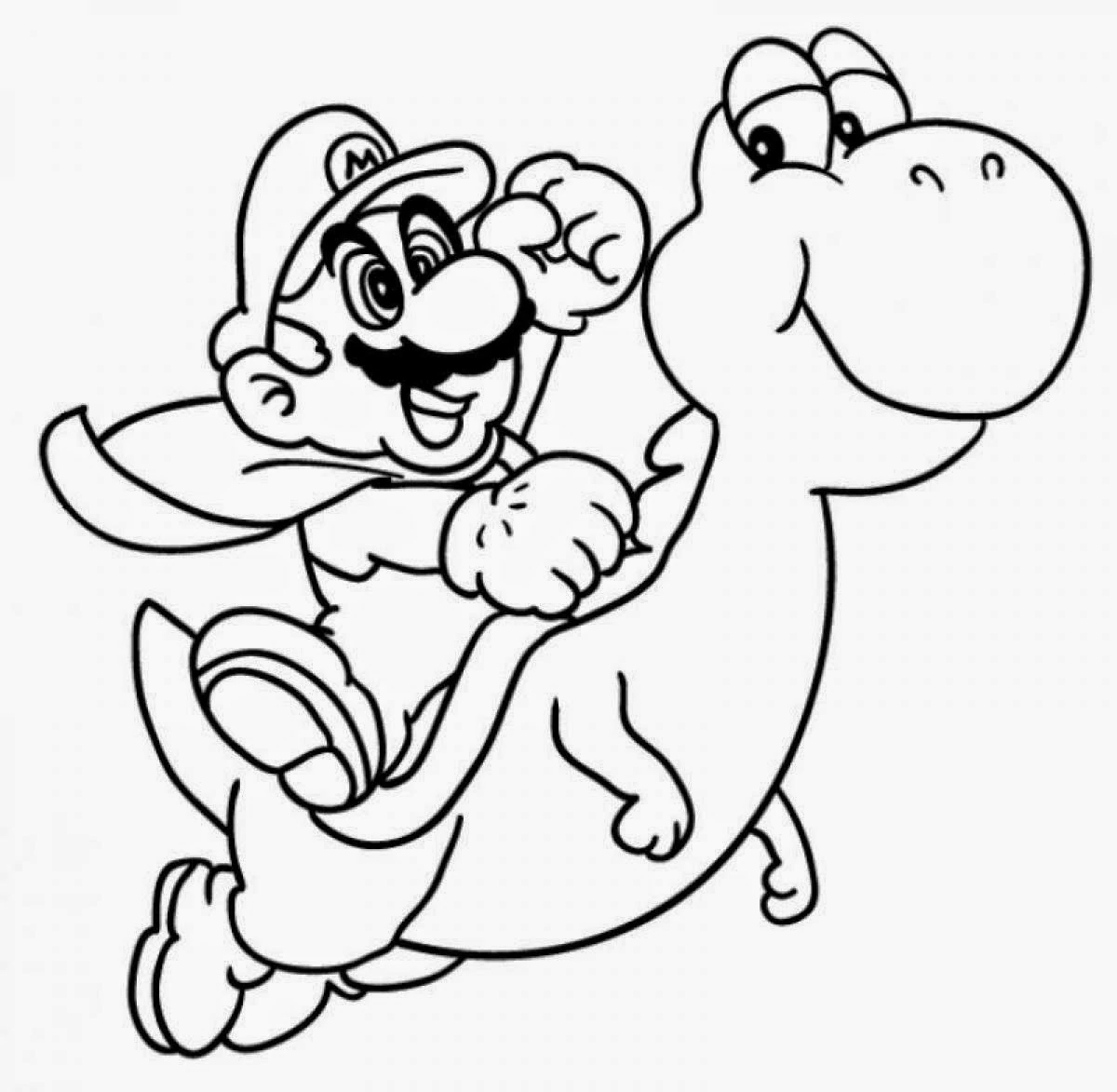 Mario riding Yoshi coloring page