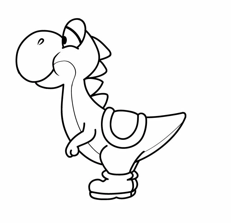 Yoshi standing in profile coloring page