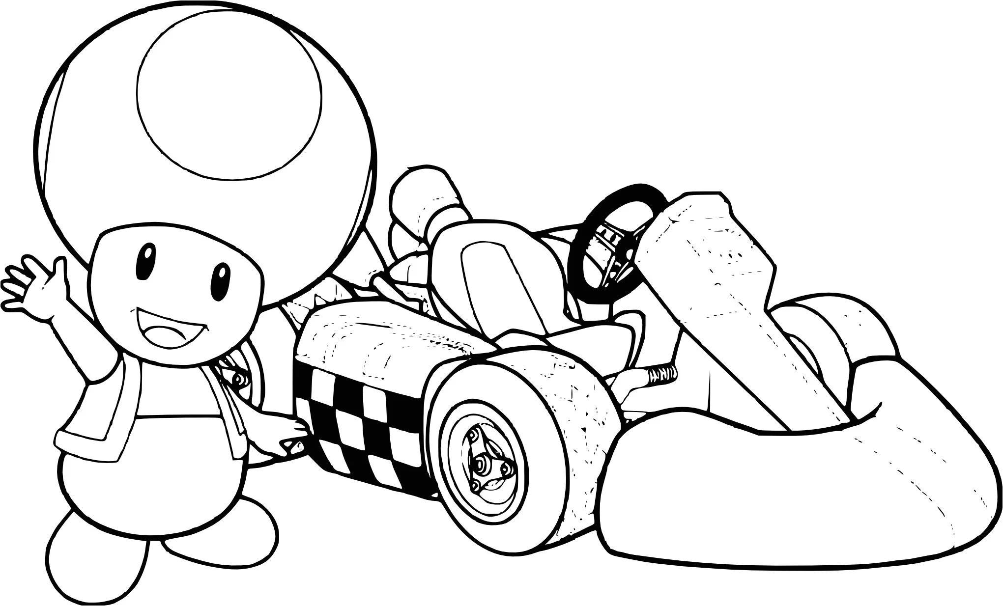 Toad waving next to his go-kart coloring page Toad waving next to his go-kart coloring page