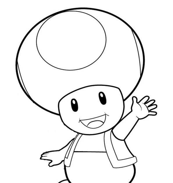 Toad waving with a big smile coloring page Toad waving with a big smile coloring page