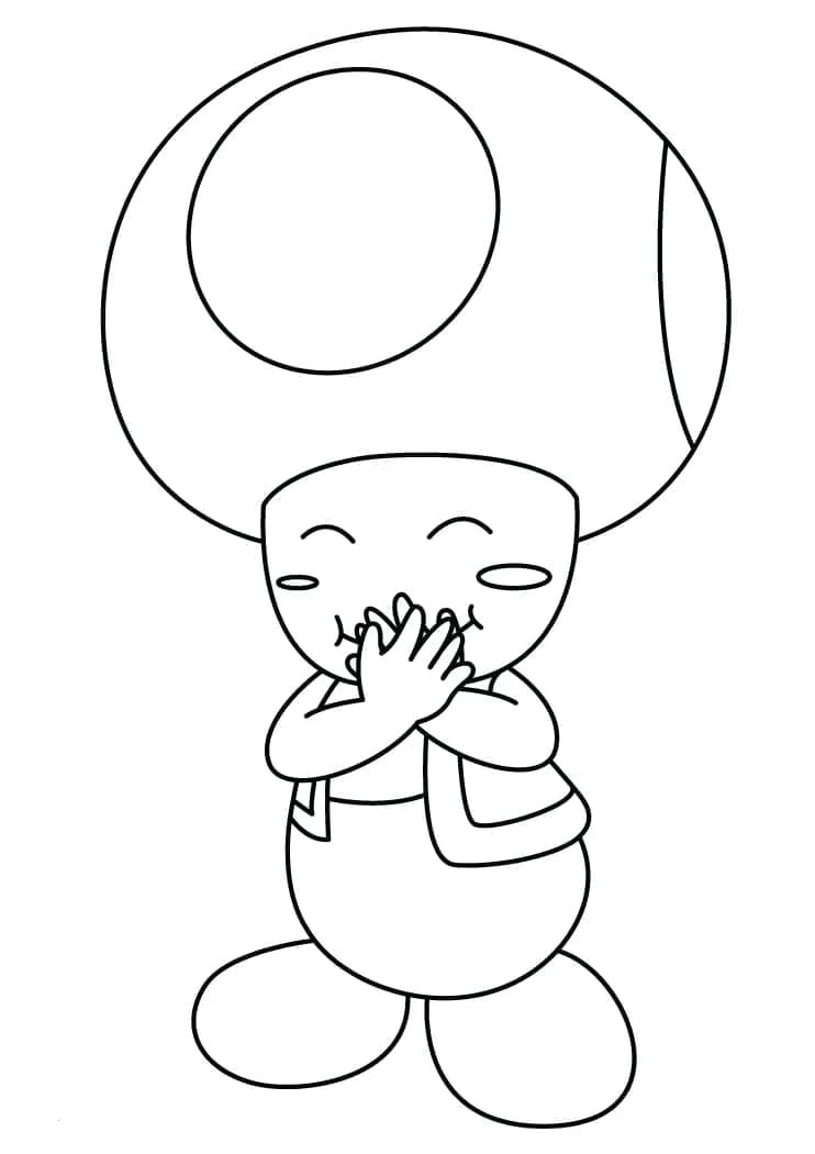 Toad laughing with hands on chest coloring page