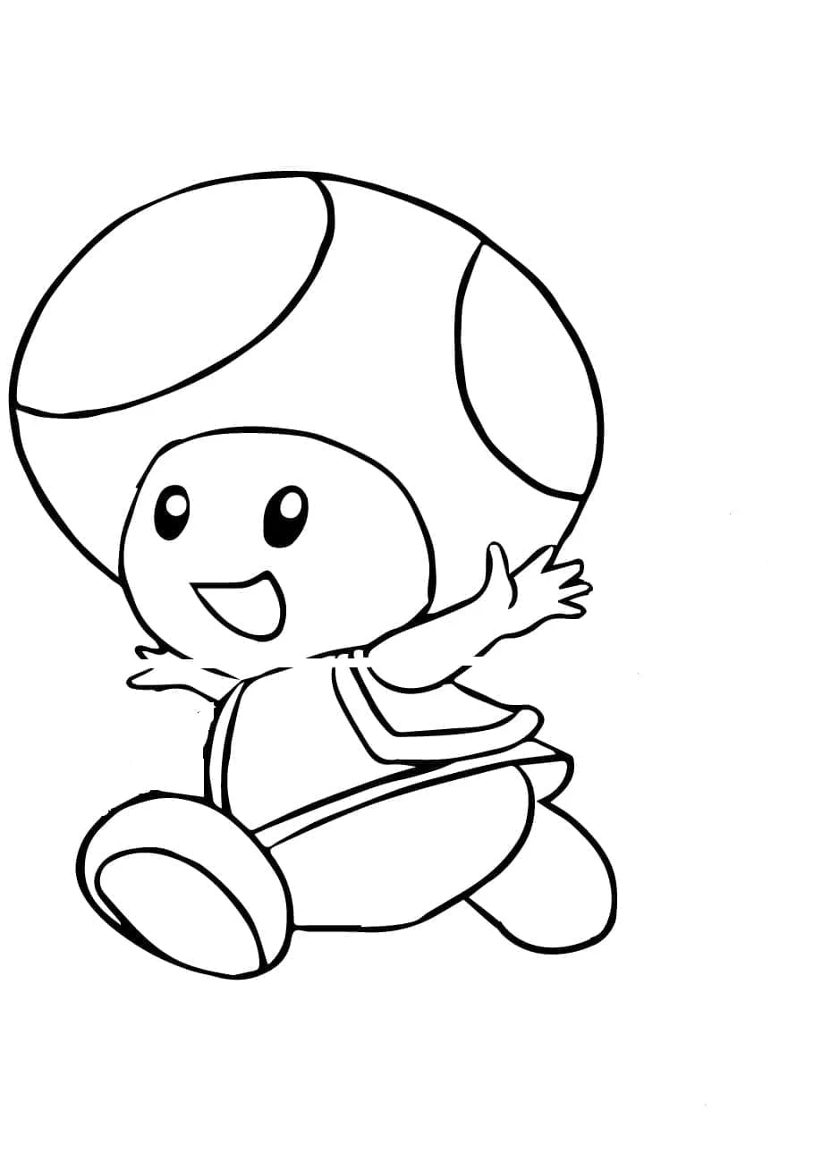 Toad running and waving coloring page Toad running and waving coloring page
