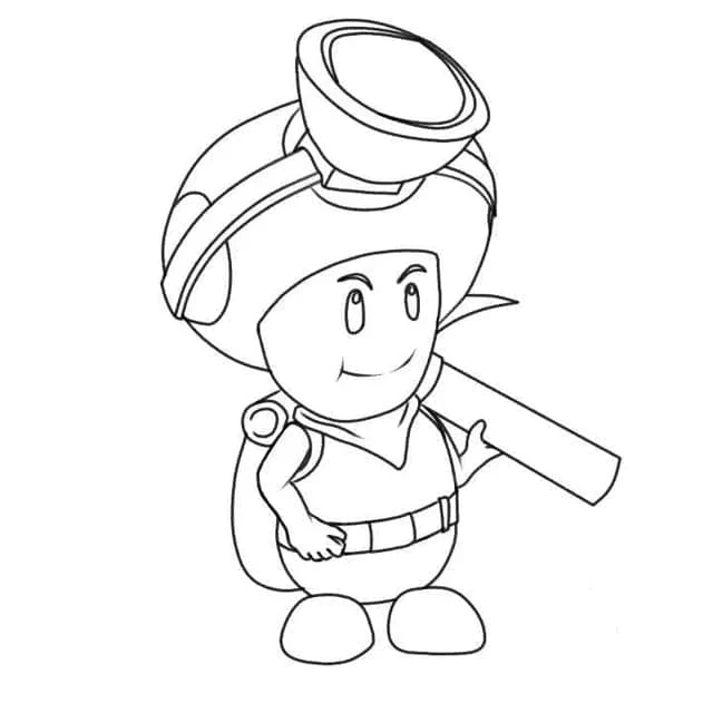 Toad carrying a backpack and a hammer coloring page Toad carrying a backpack and a hammer coloring page