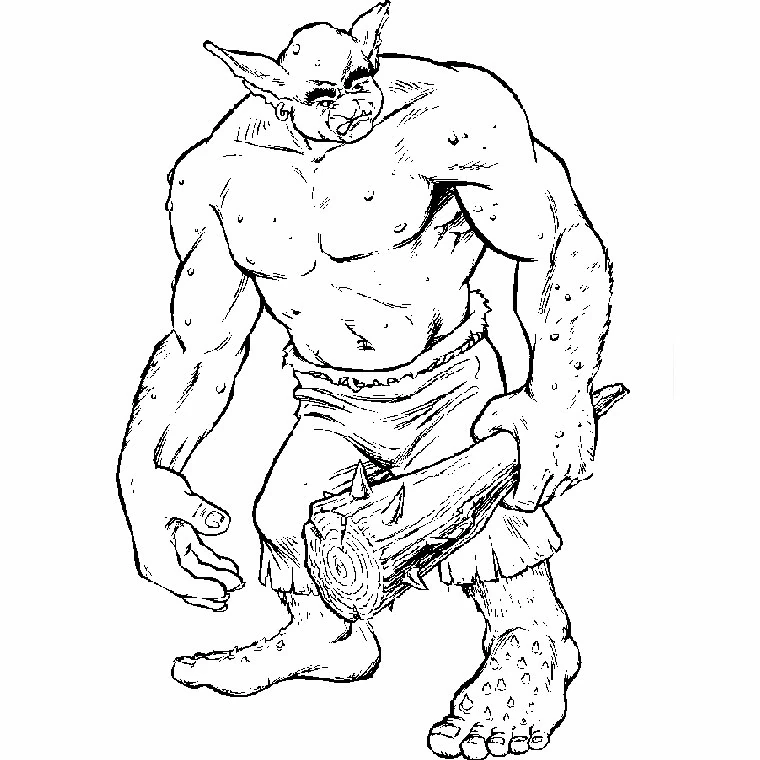 Warcraft ogre holding a spiked club coloring page Warcraft ogre holding a spiked club coloring page