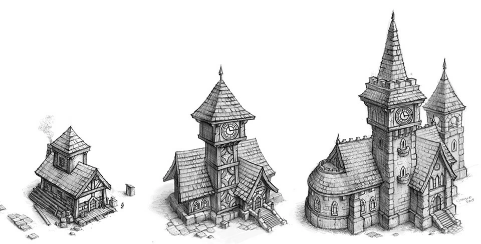 World of Warcraft town hall building progression coloring page