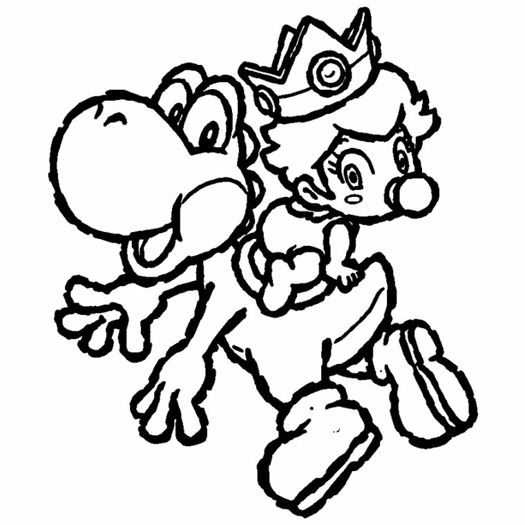 Yoshi carrying Princess Peach coloring page