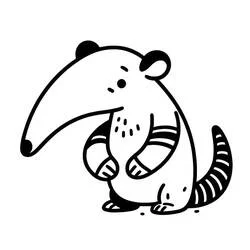 Anteater standing with long snout coloring page
