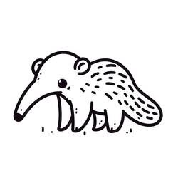 Anteater walking with long snout coloring page