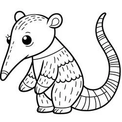 Happy anteater standing with curled tail coloring page