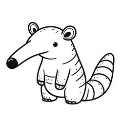 Anteater standing with striped tail coloring page