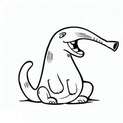 Anteater with a long snout laughing coloring page