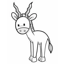 Antelope standing with long twisted horns coloring page