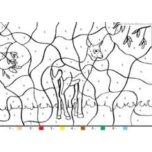 Antelope standing in a magic color-by-number scene coloring page