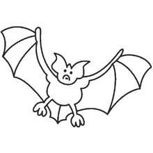 Bat flying with wings spread wide coloring page