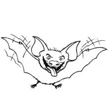 Bat flying with tongue sticking out coloring page