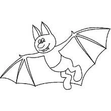 Bat flying with wide open wings coloring page