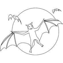 Bat flying in front of the moon coloring page