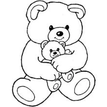 Bear holding its baby cub coloring page