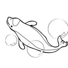 Beluga swimming among bubbles coloring page