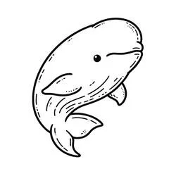 Beluga swimming with a curved body coloring page