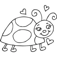 Bettle with heart-shaped spots and curly antennae coloring page
