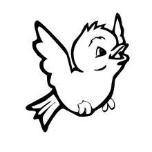 Little bird flying with wings spread coloring page