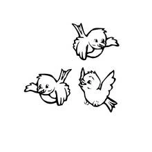 Trio of birds flying coloring page