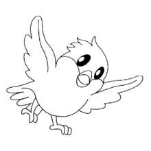 Little bird flying with wings spread coloring page
